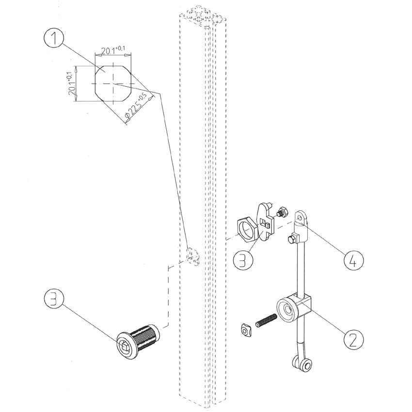 Rod lock 32, bolt lock, 1 rod