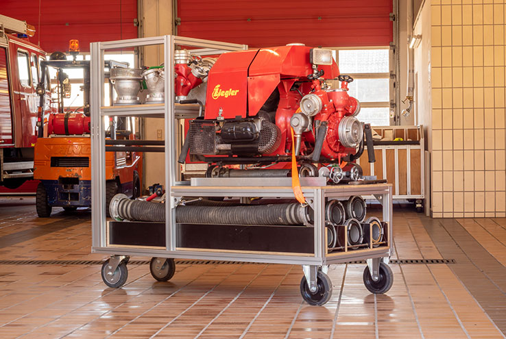 Fire service mobile container racks